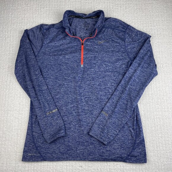 Nike Dri Fit Running Men's Large Blue/Purple 1/4 Zip Pullover 683485-457 Shirt - Picture 1 of 16